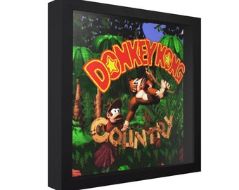 Donkey Kong Country (Title Screen) - 3D Shadow Box for Gamers | Handmade Wall Art | Unique Gaming Gift | Retro Video Game Decor | Game Room