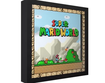 Super Mario World Shadow Box – Title Screen 3D Wall Art
