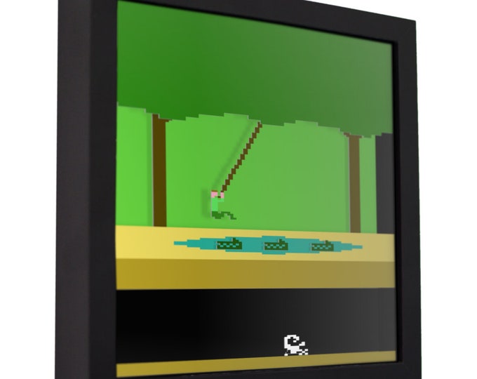 Pitfall - 3D Shadow Box for Gamers | Handmade Wall Art | Unique Gaming Gift | Retro Video Game Decor | Gaming Room | Classic Arcade Game