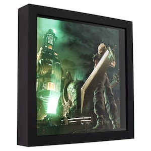 Final Fantasy VII Cloud 3D Shadow Box - Handmade Gamer Wall Art