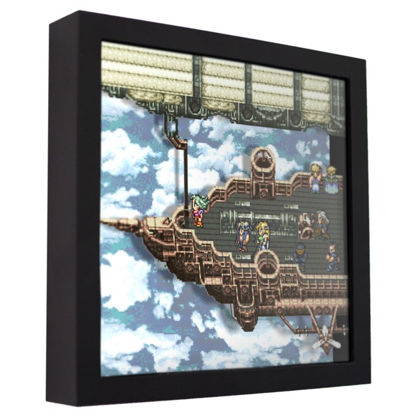 Final Fantasy VI (Falcon) - 3D Shadow Box for Gamers | Handmade Wall Art | Unique Gaming Gift | Retro Video Game Decor | Gaming Room