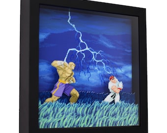 Street Fighter Alpha 2 (Evil Ryu vs. Shin Akuma) - 3D Shadow Box Frame (9  x 9)