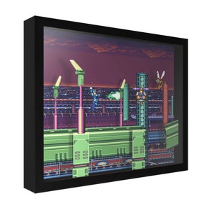Mega Man X - 3D Shadow Box for Gamers | Handmade Wall Art | Unique Gaming Gift | Retro Video Game Decor | Gaming Room | Classic Games