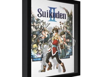 Suikoden II (Cover Art) - 3D Shadow Box for Gamers | Handmade Wall Art | Unique Gaming Gift | Retro Video Game Decor | Gaming Room