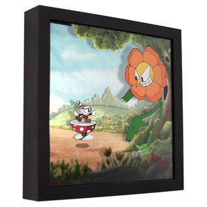 Cuphead (Cagney Carnation) - 3D Shadow Box for Gamers | Handmade Wall Art | Unique Gaming Gift | Retro Video Game Decor | Gaming Room