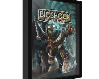 BioShock (Cover Art) - 3D Shadow Box for Gamers | Handmade Wall Art | Unique Gaming Gift | Retro Video Game Decor | Gaming Room