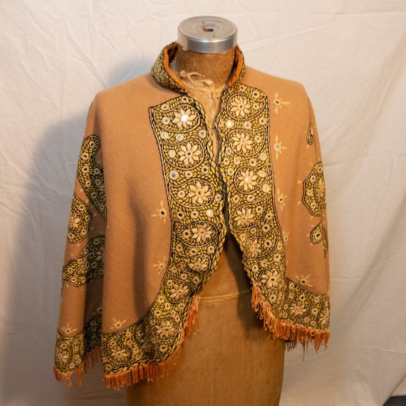 Vintage 1970s Embroidered Cape
