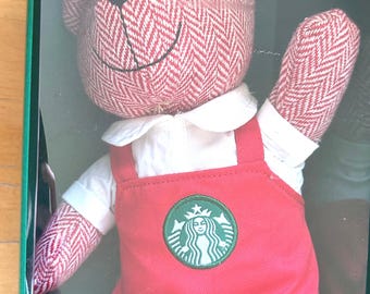 Starbucks 2016 Red Holiday Apron Bearista Herringbone Girl Bear Retired