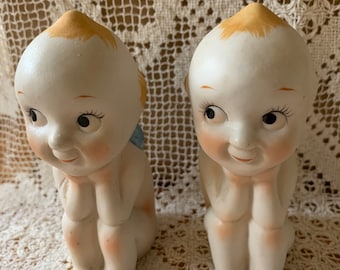 Bisque Kewpie Mid Century "Thinker" Pair by Price Co.