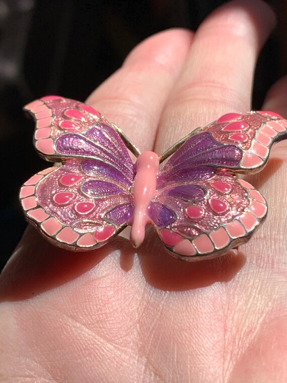 M J Enterprises Butterfly Pendant Enamel Brooch