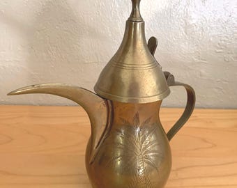 Arabic Mid Century 1950's Brass Fancy Dallah Pot