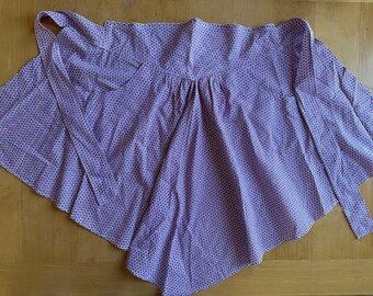 Vintage Tiny Hearts with Pockets Half Apron Cottage Core Cotton