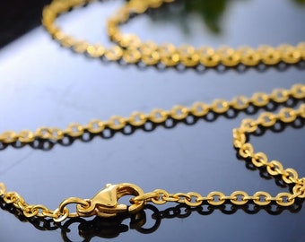 Gold Plated 304 Stainless Steel Cable Chain Necklace