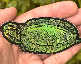 KICKAPOO STATE PARK - Sticker - Holographic - Red Eared Slider - Baby Turtle - Smiling Snake Shirt Company - Conservation
