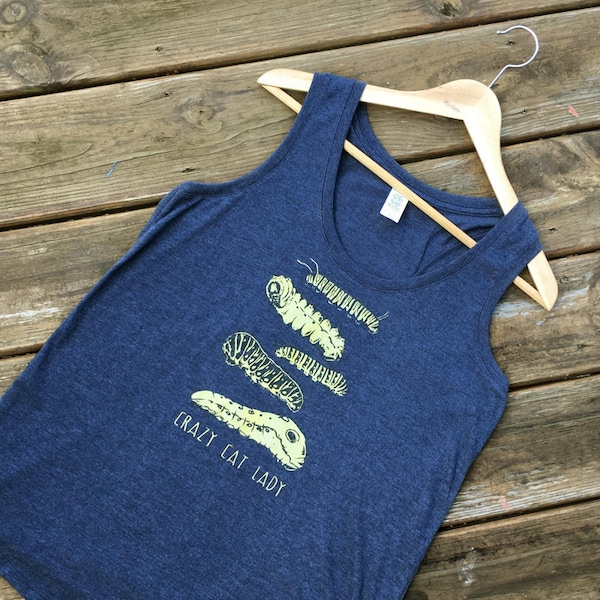 CRAZY CAT LADY Caterpillar Racerback Tank t-shirt Hoodie Swallowtail luna moth Monarch Spicebush Butterfly Nature Conservation Smiling Snake