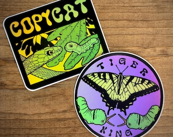 COPY CAT 2 STICKER pack - Tiger Swallowtail - Spicebush - Caterpillar - outdoor uv vinyl sticker Smiling Snake Shirt Company entomology