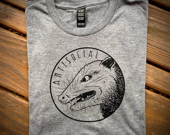 ANTISOCIAL OPOSSUM Shirt - Nature Tee - Conservation - Awkward Possum - Smiling Snake Shirt Company - WOMEN