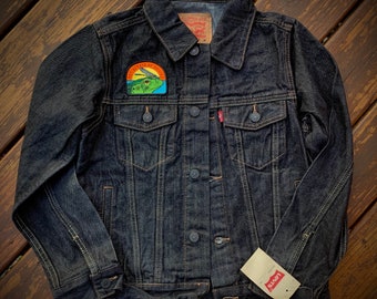 NOT AFRAID of BULLIES Kids Levi’s Jean Jacket American Bullfrog Blue Damselfly patch kids herpetology nature conservation herpetologist Frog