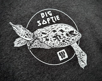 BIG SOFTIE - Spiny Softshell - Turtle Shirt - Soft - Nature Lover - Vintage - Hand Printed - Metal - Smiling Snake - MEN
