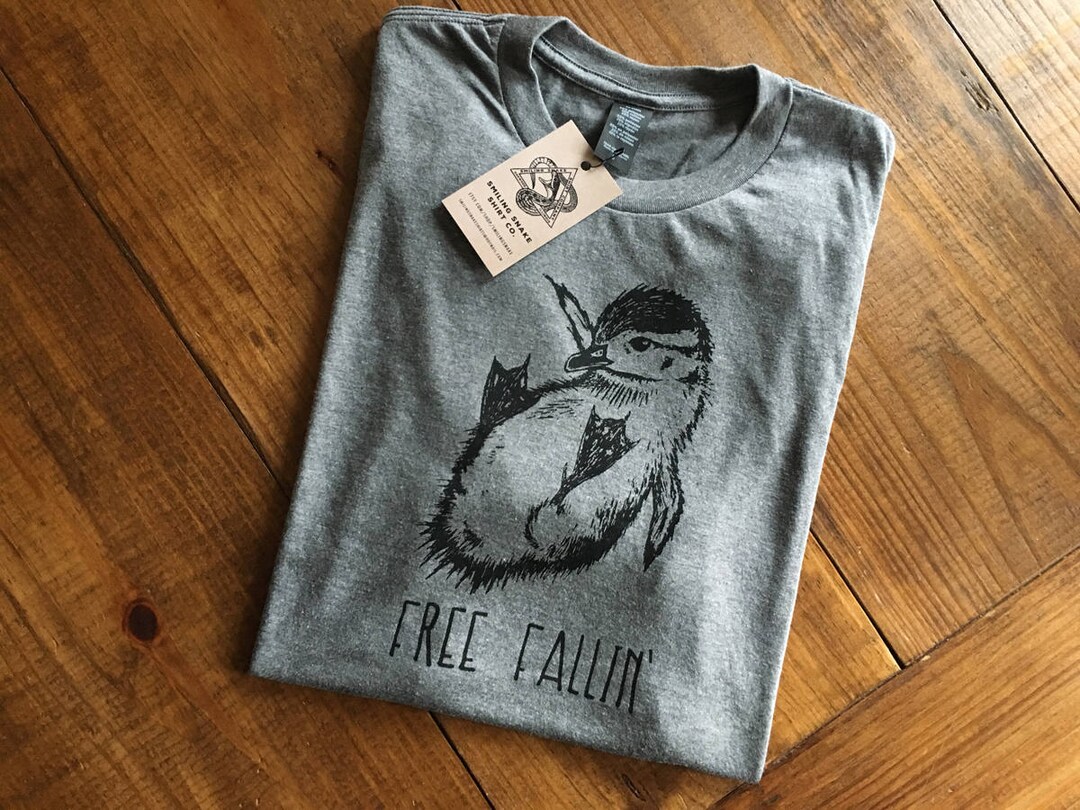 Free Fallin' baby WOOD DUCK leap of faith funny nature shirt PETTY smiling snake shirt nature duckling tom smilingsnake triblend