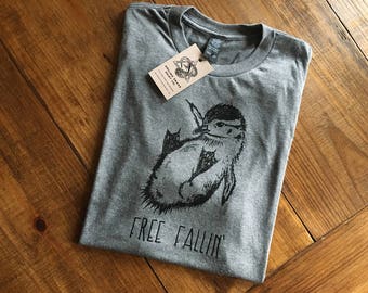 Free Fallin' baby WOOD DUCK leap of faith funny nature shirt PETTY smiling snake shirt nature duckling tom smilingsnake triblend
