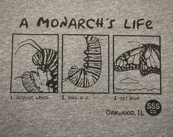 A Monarch's Life Shirt - Monarch Caterpillar - Butterfly - Milkweed - Entomology - Entomologist - Smiling Snake Shirt Company - MEN