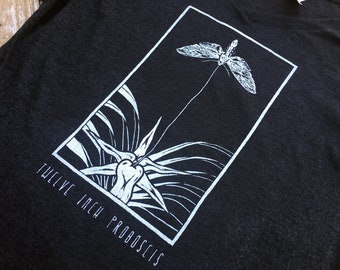 Twelve Inch Proboscis - Shirt - Darwin's Moth - Adaptation - Orchid Hunter - African Sphinx Hawkmoth - 12" - Charles Coevolution - WOMEN