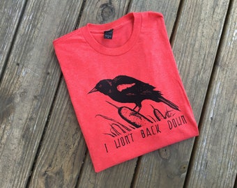 I Won’t Back Down nature shirt Angry Red Winged Blackbird Bird Nerd Tom Smiling Snake Shirt Company Petty Wing Black nest cattails cat tail
