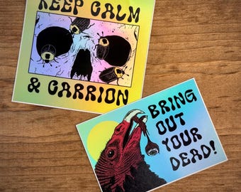 DEATH EATER 2 STICKER pack - Turkey Vulture - American Carrion Beetle - Bring Out Your Dead -  uv vinyl - Smiling Snake Shirt Company
