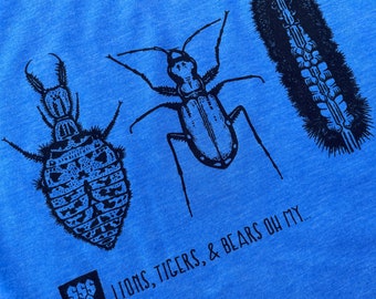 Lions Tigers and Bears Shirt - Antlion - Tiger Beetle - Woolly Bear - Smiling Snake Shirt Company - Entomology - MEN