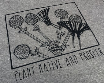 Plant Native and Prosper Shirt - Rattlesnake Master - Zebra Swallowtail Butterfly - Prairie Conservation - Nature - Smiling Snake - MEN