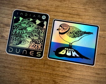 Indiana Dunes - 2 Sticker Pack - Holographic - Piping Plover - Least Sandpipers - Smiling Snake Shirt Company