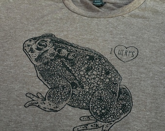 I LOVE HERPS Shirt - American Toad - Herpetology - Amphibian - Nature Tee - Smiling Snake Shirt Company - MEN