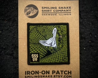 COTTONMOUTH iron on PATCH Water Moccasin Venomous Smiling Snake Shirt Company Herpetology