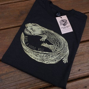 Raise A Little Hell HELLBENDER SALAMANDER T-Shirt super soft nature tee Conservation Snot Otter Herpetology herp amphibian smiling snake