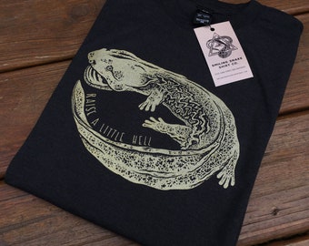 Raise A Little Hell - HELLBENDER SALAMANDER - Shirt - Nature Tee - Conservation - Herpetology - Herp - Amphibian - Smiling Snake - MEN
