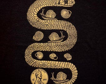 Dekay's Brownsnake and Snails Shirt - Storeria Dekayi - 2025 Year Of The Snake - Conservation - Nature - Smiling Snake Shirt Company - MEN