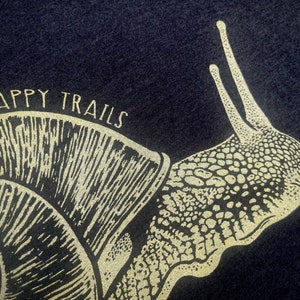 HAPPY TRAILS shirt SNAIL mollusk nature conservation Smiling Snake Shirt Company