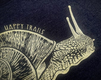 HAPPY TRAILS shirt SNAIL mollusk nature conservation Smiling Snake Shirt Company