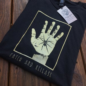 CATCH AND RELEASE Wolf Spider lover triblend T-Shirt tee arachnid entomology arachnology kind to all creatures smiling snake shirt company