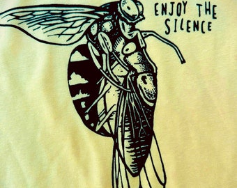 ENJOY THE SILENCE Cicada Killer Shirt wasp hornet entomology entomologist nature insect bug mode depeche smiling snake