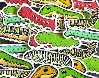 MIDWEST CATS Caterpillar 8 Sticker Pack Monarch Swallowtail outdoor uv vinyl sticker Smiling Snake Shirt Company entomology entomologist