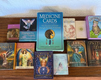 Nur Lesung, kein Kartendeck*** 3-Karten-Engelsorakel-Lesung mit laminierten Kopien aus einem 12-Karten-Engelsorakel-/Tier-/Tarot-Deck nach Wahl