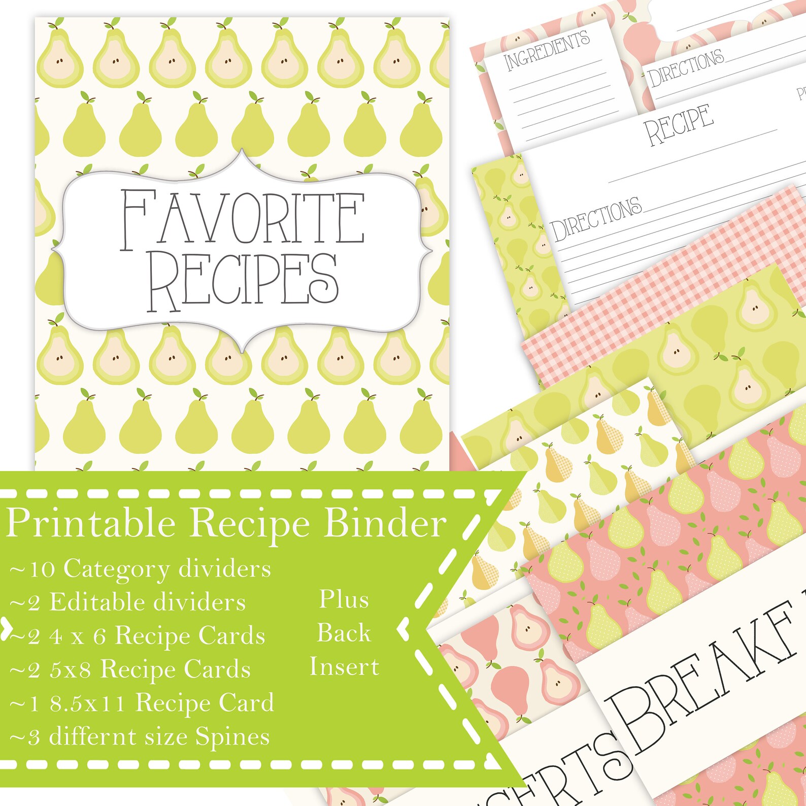 Printable Recipe Binder Kit Etsy