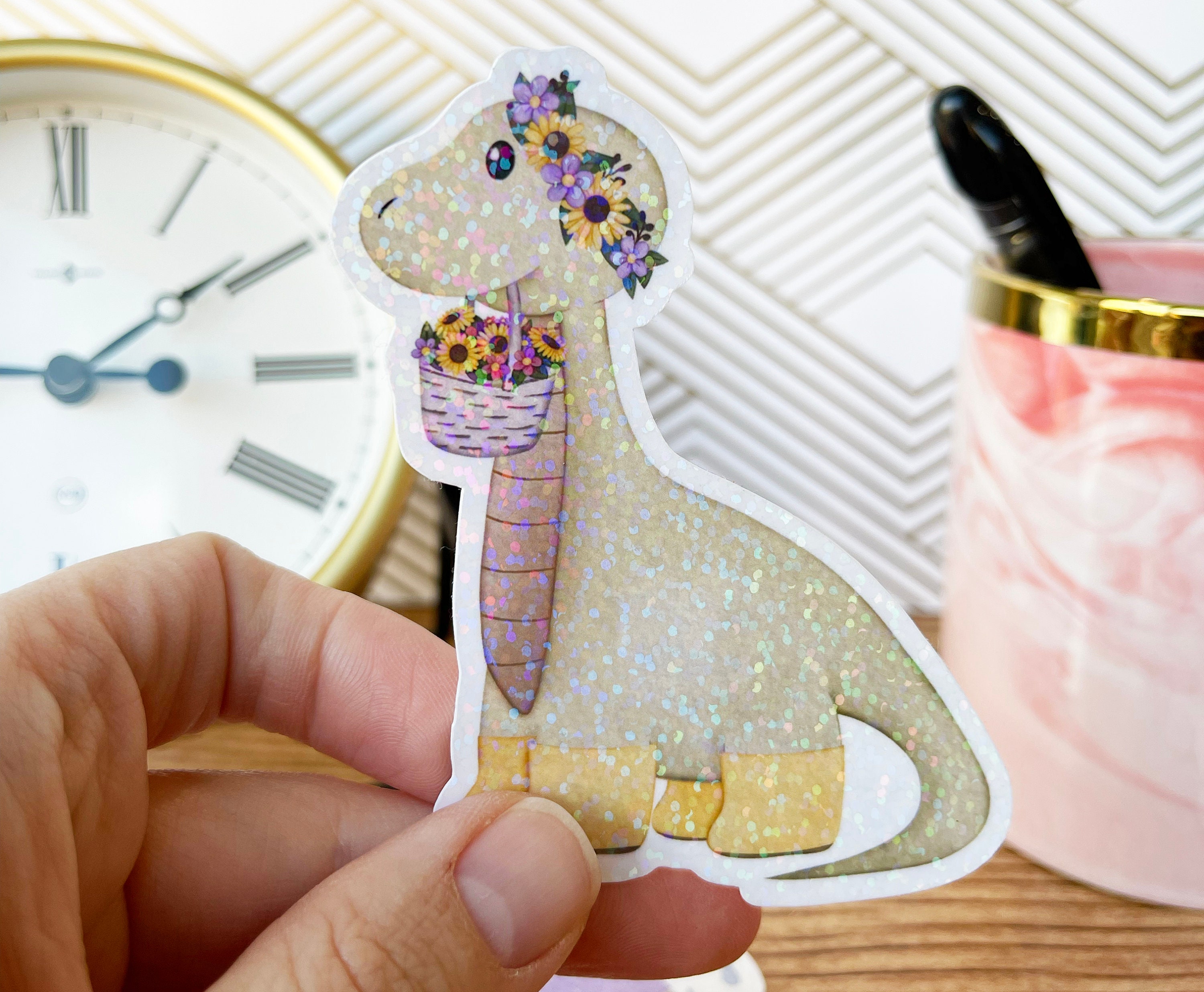 Brontosaurus Dinosaur Sticker for Kids, Holographic Dinosaur Stickers ...
