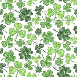 Clover Digitales Papier, St. Patricks Day Digitaler Download, Grünes Aquarell Nahtlose Datei für Stoff, Nahtloses Muster Digitaler Download