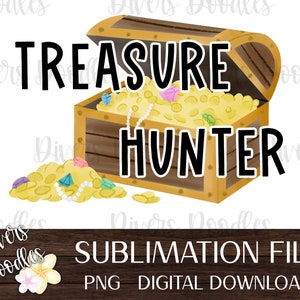 Schatzsucher PNG, Schatztruhe Clipart für Jungen, Piraten PNG für Sublimation, Transparenter Hintergrund PNG, Sublimation Design Download