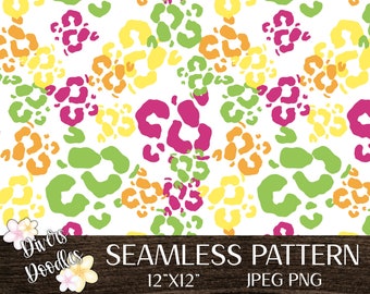 Cheetah Print Digital Paper, Animal Print Seamless Pattern, Neon Cheetah Print, Bright Seamless File, Retro Seamless Designs, Swim Seamless