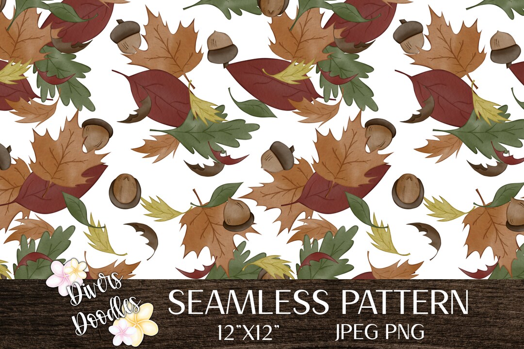 Fall Leaves Seamless Pattern Design, Autumn Digital Paper, Surface ...