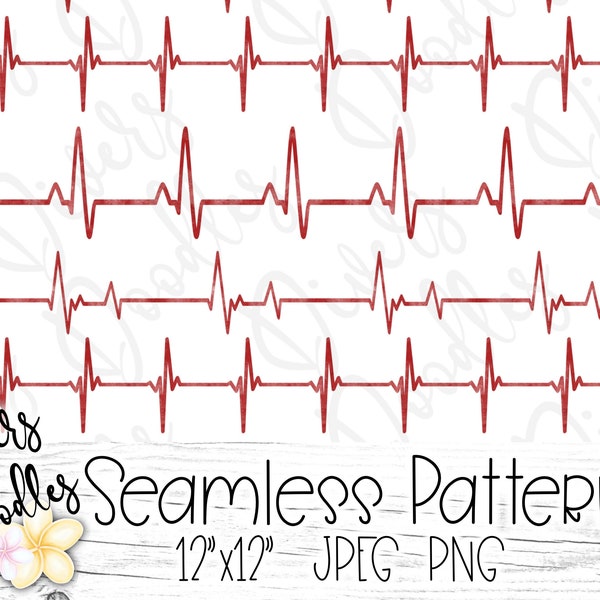 Heart Beat PNG, Nurse Digital Paper, Medical Digital Download, Seamless Pattern For Kids, Seamless File for Fabric, Commercial Use PNG